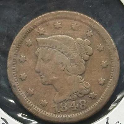 036) Three-Coin Lot: Braided Hair Large Cents – Pre-Civil War Copper – 1¢ Large Cents