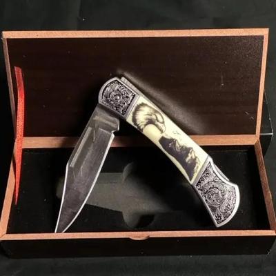 Collectible Knives - MAC Tools 58th Anniversary Knife & Coin - Embroidered Faulkner Knife