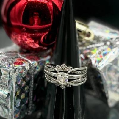 050) NAGL Certified Multi-Stone Diamond Engagement Ring – 10K White Gold – 1.07ctw