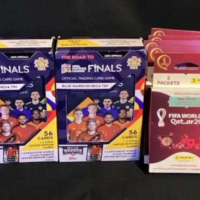 Topps UEFA Road to Nations League Finals Mega Tins (2) + Panini FIFA World Cup 2022 Sticker Box – Ne