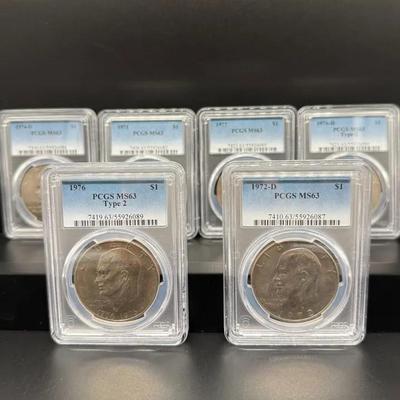 018) PCGS MS63 Eisenhower Dollar Lot – 6-Coin Set (1971, 1972-D, 1974-D, 1976 Type 2, 1976-D Type 2,