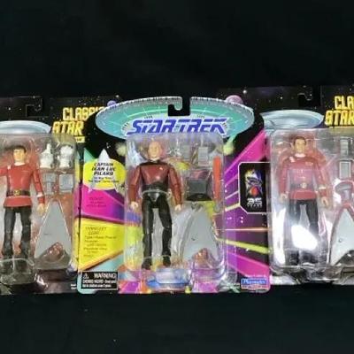 Star Trek Action Figure Lot - Captain Picard, Admiral Kirk & Captain Spock - New Sealed