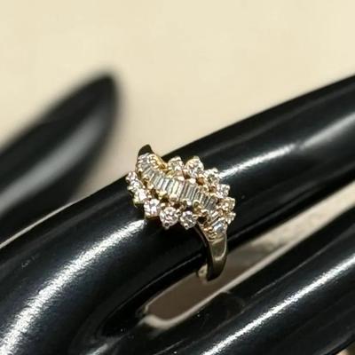 054) NAGL Certified 14K Yellow Gold Diamond Cluster Ring – 0.63ctw