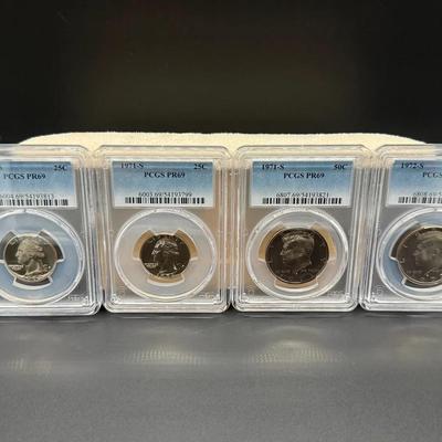 015) PCGS PR69 Proof Set – 1971-S & 1972-S Quarters & Half Dollars