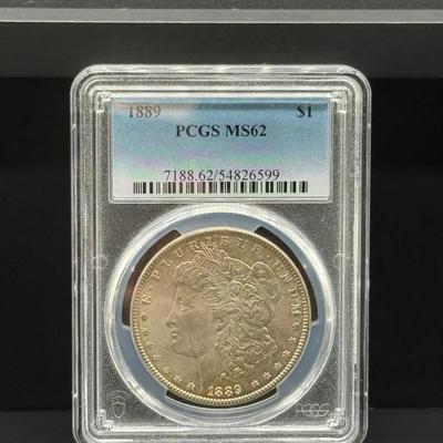 031) 1889 Morgan Silver Dollar – PCGS MS62 – Mint State – Scarce High-Grade Type Coin
