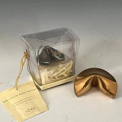 Lenox Silverplate Fortune Cookie Plus Brass Fortune Cookie
