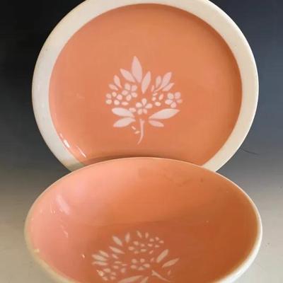 1940s Illinois Central Railroad China “Coral” Bowl and Plate 