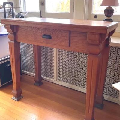 Antique Arts And Crafts Solid Oak Library Table/Desk