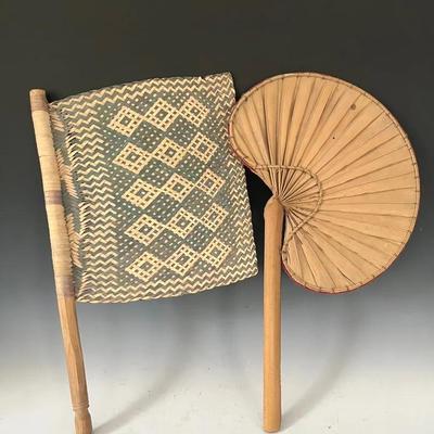 Vintage South Pacific/Fijian Woven Reed Hand Fans