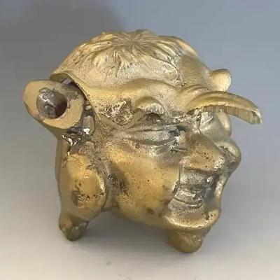 Antique Inkwell Brass Grotesque Devil Ink Dip Stand