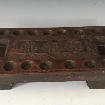 Antique South Indian Rosewood Mancala Game Board 
