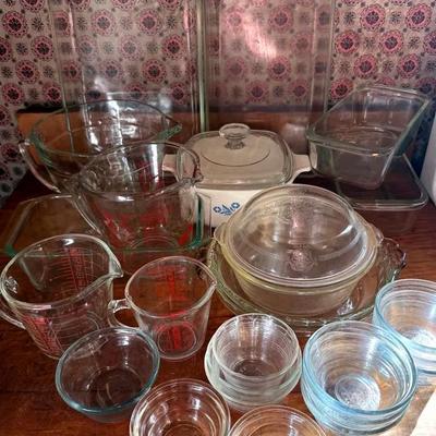 Kitchen Glassware With Pyrex, Fire King, Corning, Anchor (25 Pieces)
