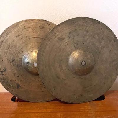 Two Vintage Brass Crash Cymbals 