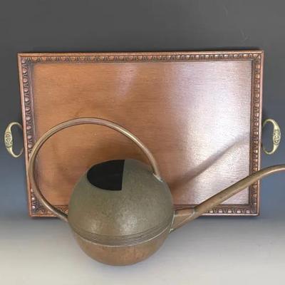 St Dunstan’s WWI Military Made Serving Tray With Smith & Hawken Brass Watering Can