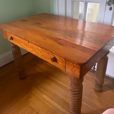 Antique Solid Oak Project Desk