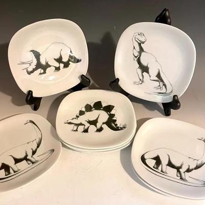 Set Of Eight Block Langenthal (Switzerland ) Dinosaur Plates