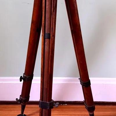 Antique Surveyor’s Tripod By C. L. Berger & Sons #2, Adjustable Height