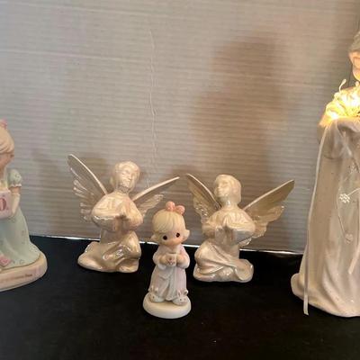 Precious Moments Figures, 2 Angel Statues Glossy 1983