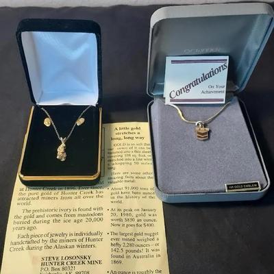 Gold Nugget Earrings(backs are 14k) & Necklace (14k gf), OC Tanner Necklace Emblem 10k (gf)