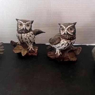 Chrisdon Bird Dove Figures, Homco Barn Owls (2) Porcelain Taiwan
