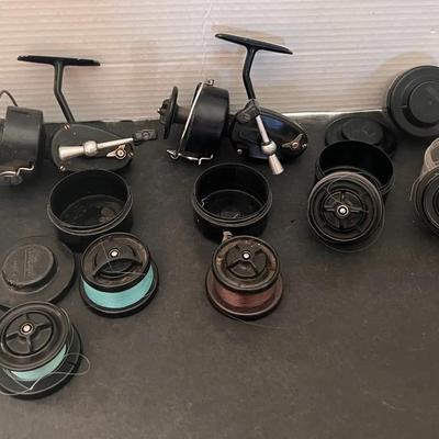 2 Mitchell Fishing Reels, Extra Line, 6 Spools Mitchell Shimano