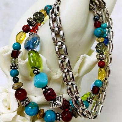 Sterling Silver and Beaded Bracelets