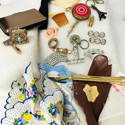 Vintage Hair Clips, Purse Clips, Handkerchiefs and More