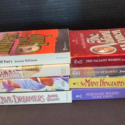 Romance Paperback Novels - Jeanne Williams & Rosemary Rogers - 8 Books