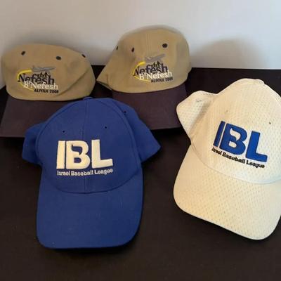 Blue & White Israel Baseball League Caps & Necessary Aliyah 2008 Hats
