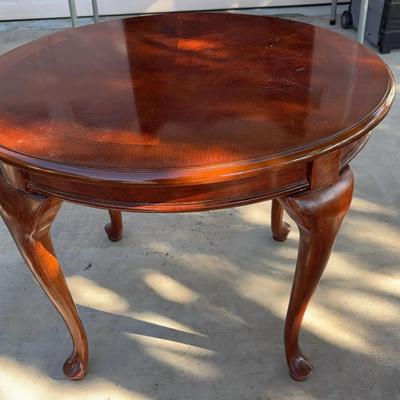 Dark Cherry Wood Oval Side or Coffee Table