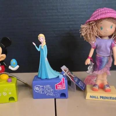 Disney & Princess Toys - Mickey Mouse And Elsa Candy Dispensers, Mall Princess Bobble Head Doll