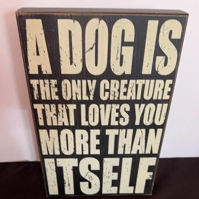 Woof! Cute Dog Quote Wooden Decor Tabletop Shelf Sign 8x12