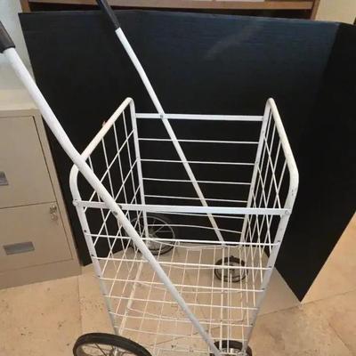 Foldable Rolling Utility Shopping Cart - White Wire, Large Capacity