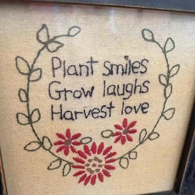 Hand Stitched Sign In Glass Wooden Frame - Beautiful Embroidery