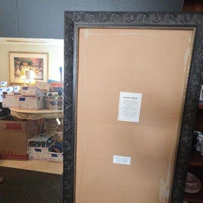 Standing "Leaning" Mirror in a Black Frame with Gold Trim - Glass Optional