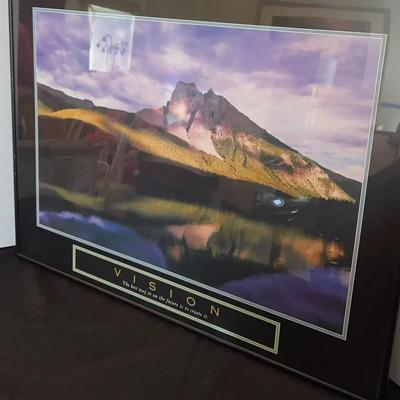 Framed Motivational Framed Picture - Vision Mountain Landscape Wall Art 22x28