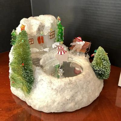 Holiday Decor for the Tabletop - Winter Snowman Skate Party - Lights Up And Snowman Skates