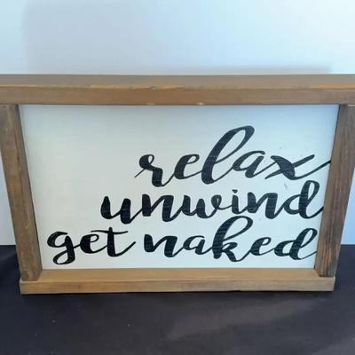 Funny Bathroom "Get Naked" Sign Wooden Wall Decor 9x14