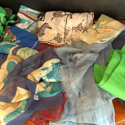 9 Colorful Scarves - Canada Sites, Zebra Burmel, Chico's Blue Shimmer, Green, Floral