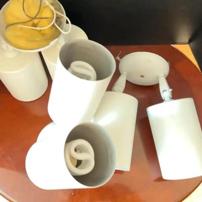 3 Light Fixtures - 2 Lamps On Each, White, Electrical, Adjustable Spotlight Style