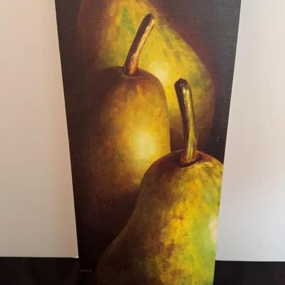 Canvas Wall Art, 3 Pears on a Modern Dark Moody Background