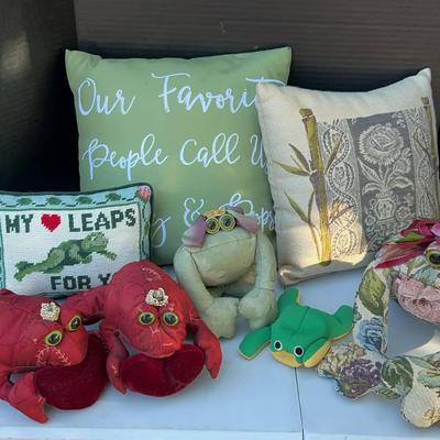 Fun Homemade Frogs & Pillows - Ribbit!  Green and Red and Floral
