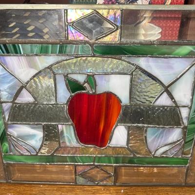 Apple Stained Leaded Glass Art
