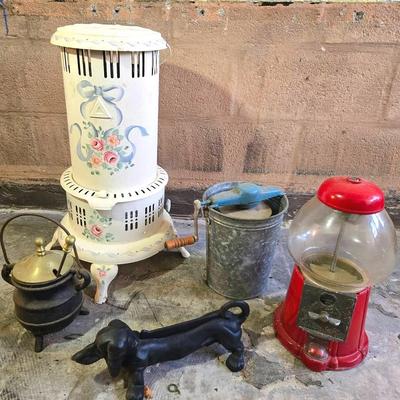 Gum Ball Machine, Dog Boot Scraper, Ice Cream Churn