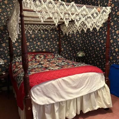 Queen Four Post Rice-Carved Bedframe