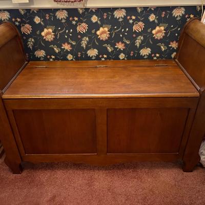 Sleigh Style Wood Bench