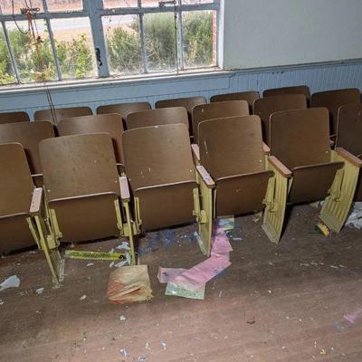 3 Rows Of Vintage Auditorium Style Seating