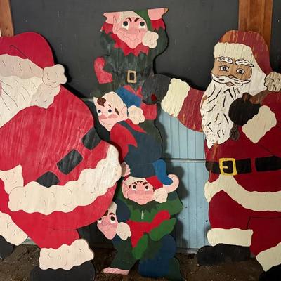 Santa & Dwarfs Holiday Wood Yard Decor-Painted