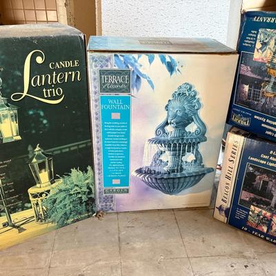 Wall Fountain, Candle Lantern Trio, Landscape Lighting 