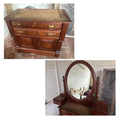 Top Piece of Wooden Vanity & Antique Washstand Piece